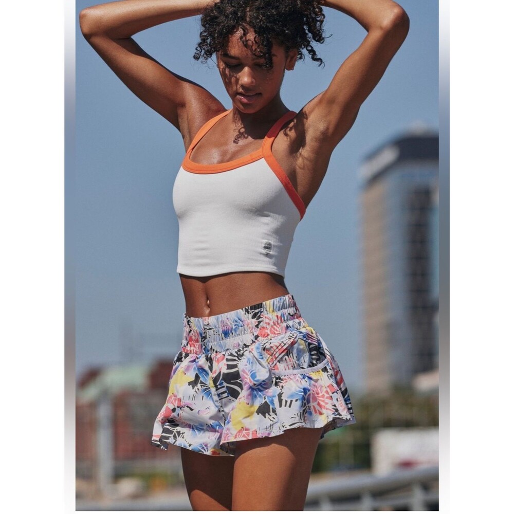 Free People Movement Get Your Flirt On Shorts Floral Combo Sz L NWT